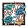 Designocracy Turtles in Frame Rustic Wooden Art G98518S324